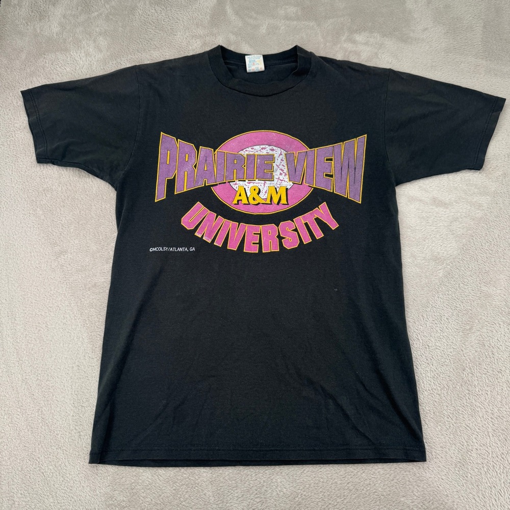 VTG 90s Jerzees Prairie View A&M University Shirt Mens Medium Black Faded USA